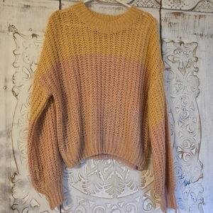Womens Soft Wild Fable Colorblock Chunky  Knit Sweater Crop